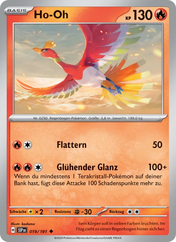Karte Ho-Oh aus Stürmische Funken, Nummer 019/191