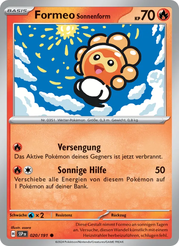 Karte Formeo Sonnenform aus Stürmische Funken, Nummer 020/191