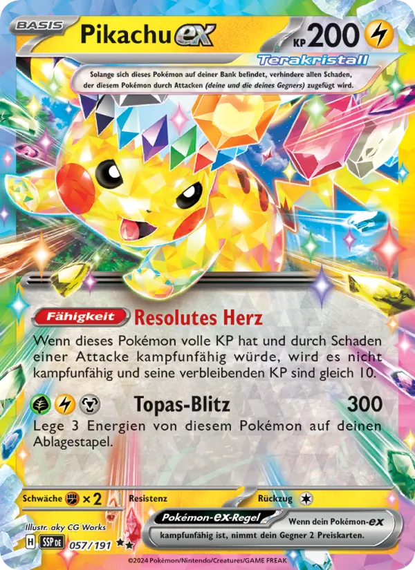 Karte Pikachu-ex aus Stürmische Funken, Nummer 057/191