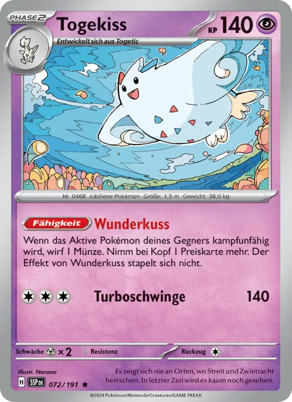 Karte Togekiss aus Stürmische Funken, Nummer 072/191