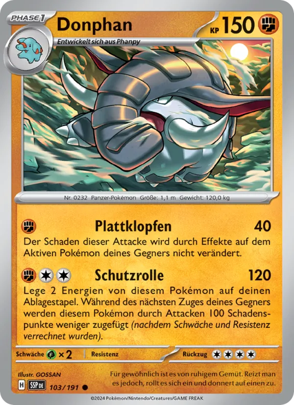 Karte Donphan aus Stürmische Funken, Nummer 103/191