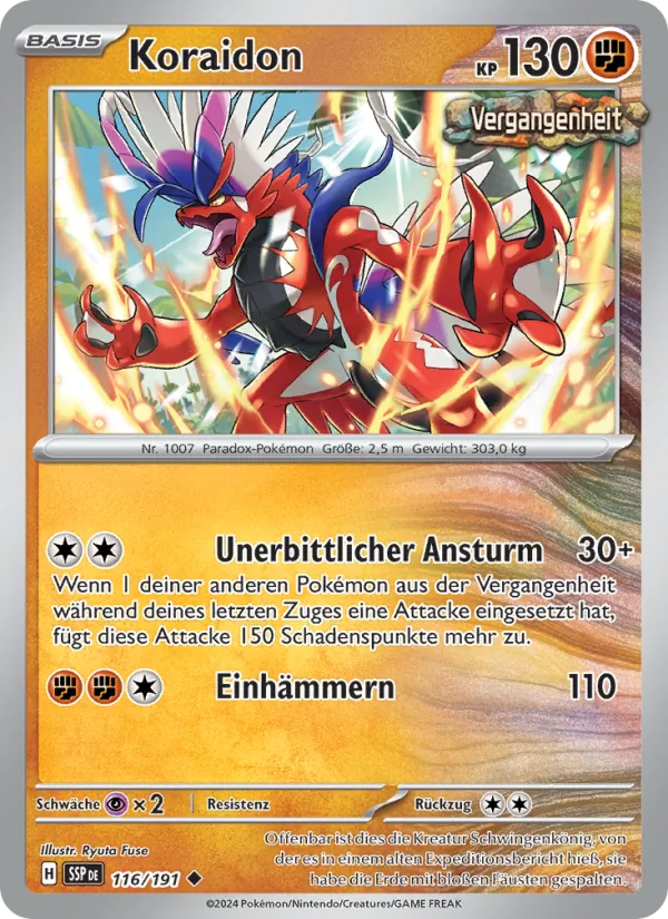 Karte Koraidon aus Stürmische Funken, Nummer 116/191