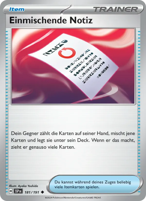 Karte Einmischende Notiz aus Stürmische Funken, Nummer 181/191