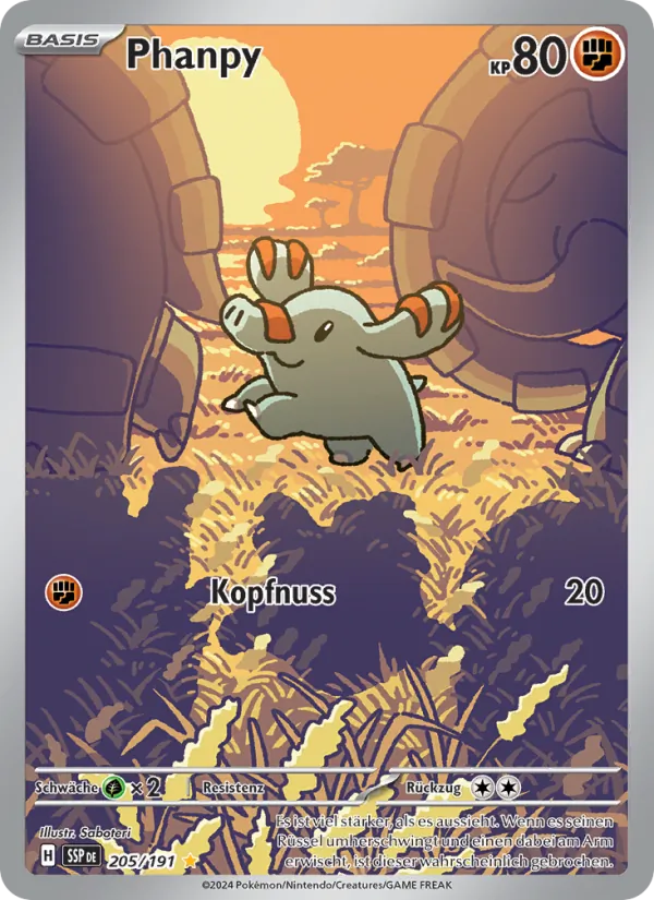 Karte Phanpy aus Stürmische Funken, Nummer 205/191