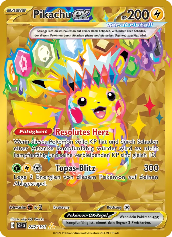 Karte Pikachu-ex aus Stürmische Funken, Nummer 247/191