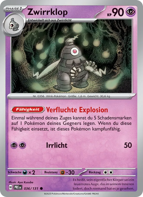 Karte Zwirrklop aus Prismatische Entwicklungen, Nummer 036/131