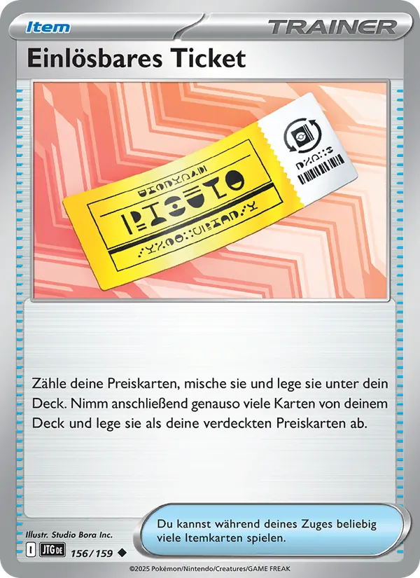 Karte Einlösbares Ticket aus Reisegefährten, Nummer 156/159
