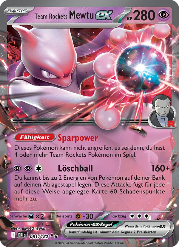 Karte Team Rockets Mewtu-ex aus Ewige Rivalen, Nummer 081/182