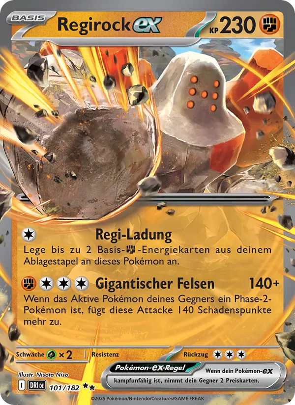 Karte Regirock-ex aus Ewige Rivalen, Nummer 101/182