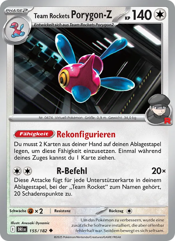 Karte Team Rockets Porygon-Z aus Ewige Rivalen, Nummer 155/182