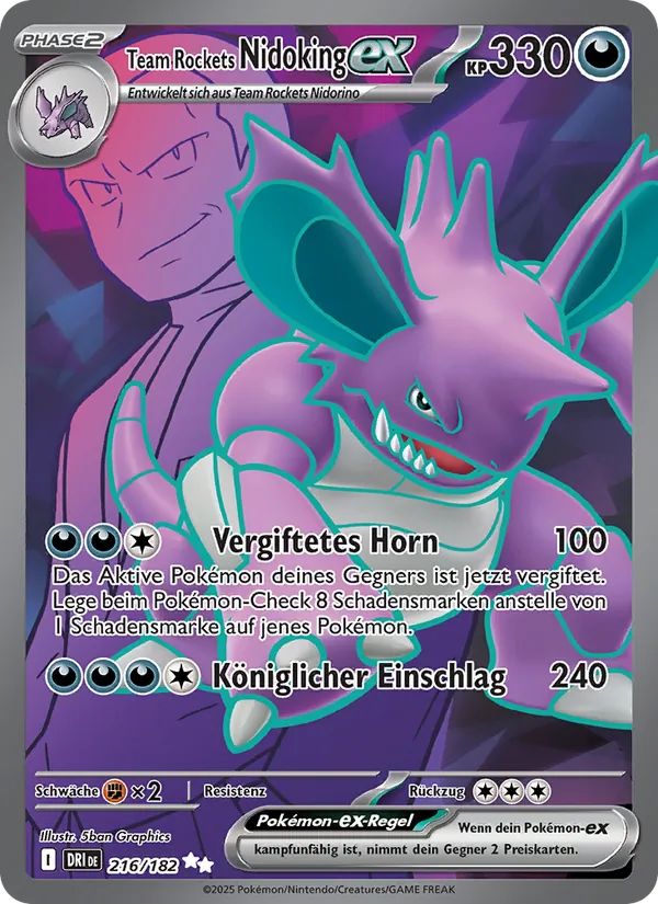 Karte Team Rockets Nidoking-ex aus Ewige Rivalen, Nummer 216/182