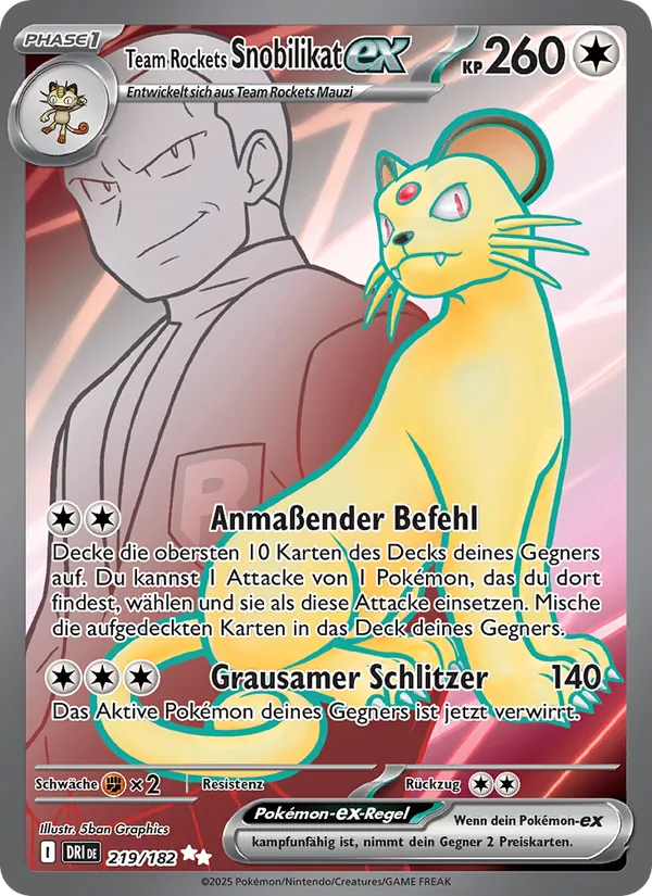 Karte Team Rockets Snobilikat-ex aus Ewige Rivalen, Nummer 219/182