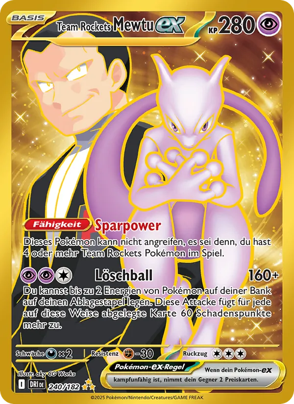 Karte Team Rockets Mewtu-ex aus Ewige Rivalen, Nummer 240/182