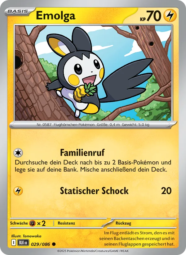 Karte Emolga aus Schwarze Blitze, Nummer 029/86