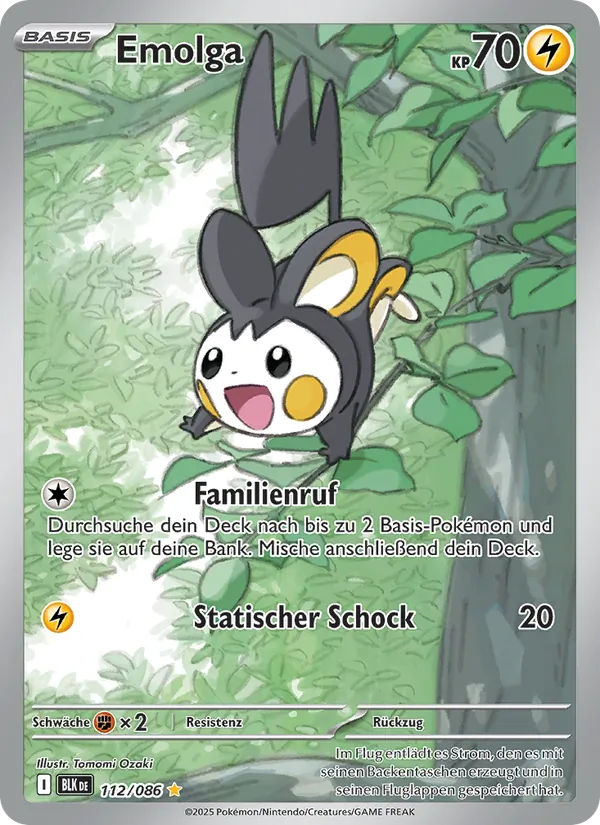 Karte Emolga aus Schwarze Blitze, Nummer 112/86