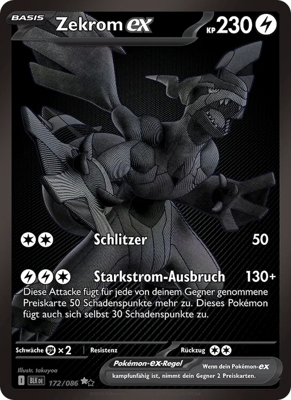 Karte Zekrom-ex aus Schwarze Blitze, Nummer 172/86