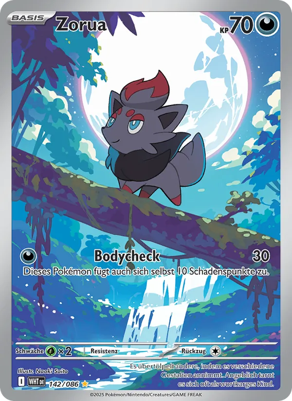 Karte Zorua aus Weiße Flammen, Nummer 142/86
