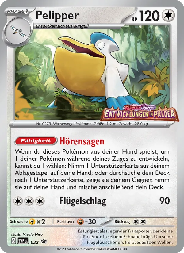Karte Pelipper aus SVP Black Star Promos, Nummer 022/225