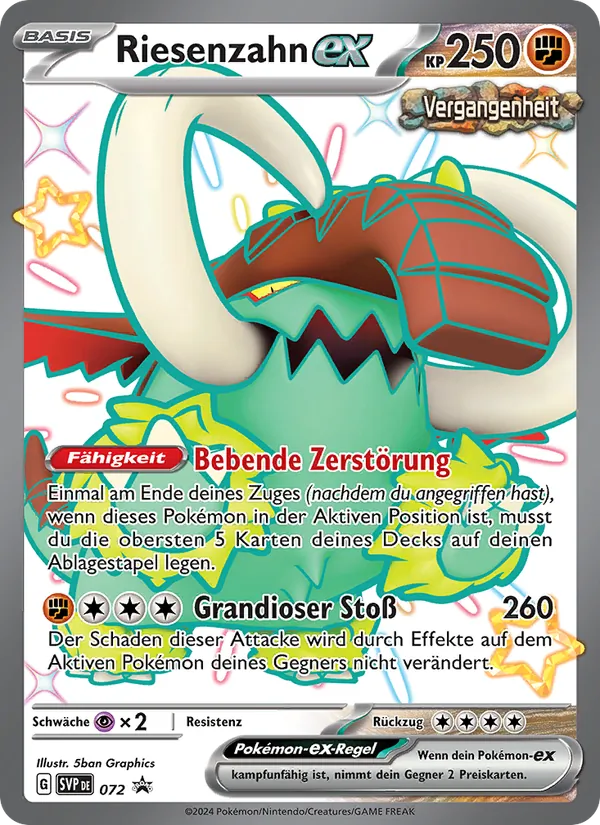 Karte Riesenzahn-ex aus SVP Black Star Promos, Nummer 072/225