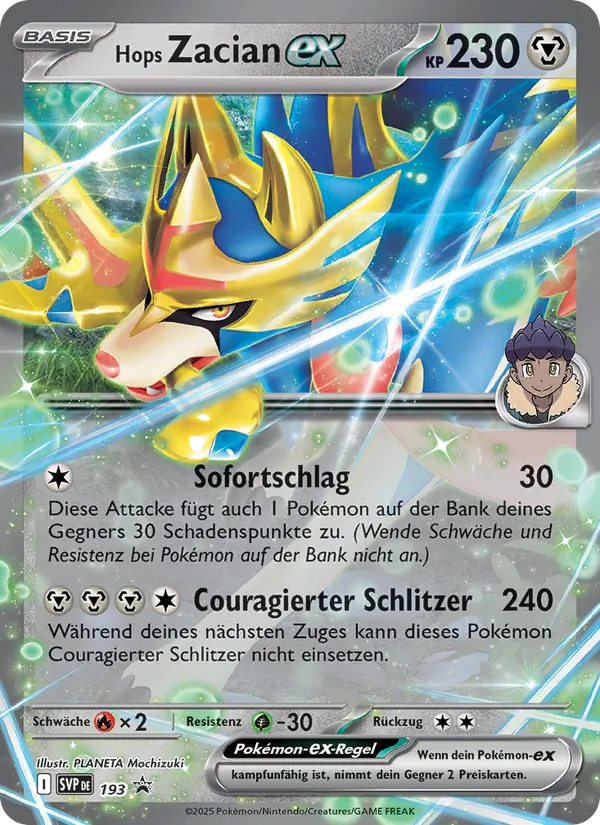 Karte Hops Zacian-ex aus SVP Black Star Promos, Nummer 193/225