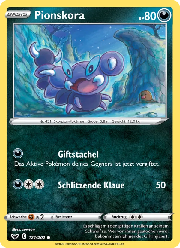 Karte Pionskora aus Schwert & Schild, Nummer 121/202