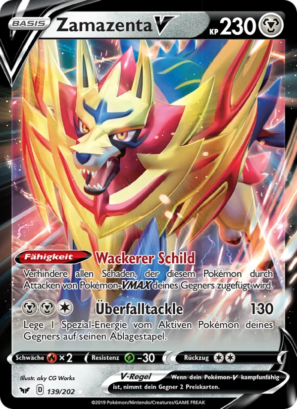 Karte Zamazenta V aus Schwert & Schild, Nummer 139/202