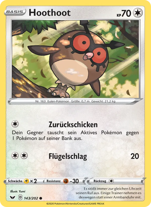 Karte Hoothoot aus Schwert & Schild, Nummer 143/202