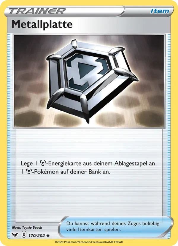 Karte Metallplatte aus Schwert & Schild, Nummer 170/202