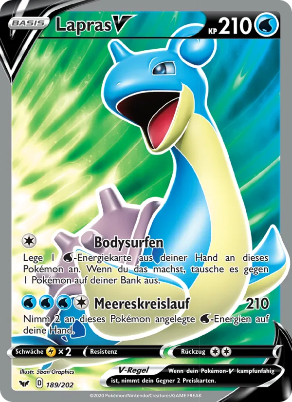 Karte Lapras V aus Schwert & Schild, Nummer 189/202
