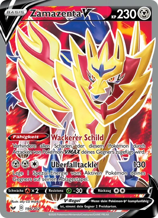 Karte Zamazenta V aus Schwert & Schild, Nummer 196/202