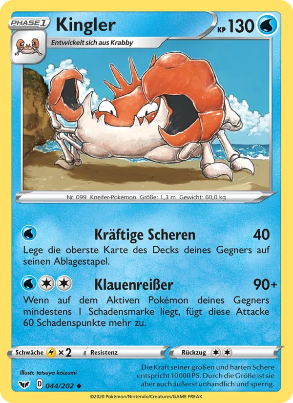 Karte Kingler aus Schwert & Schild, Nummer 44/202
