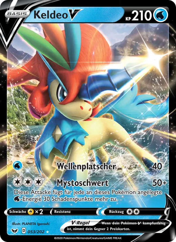 Karte Keldeo V aus Schwert & Schild, Nummer 53/202
