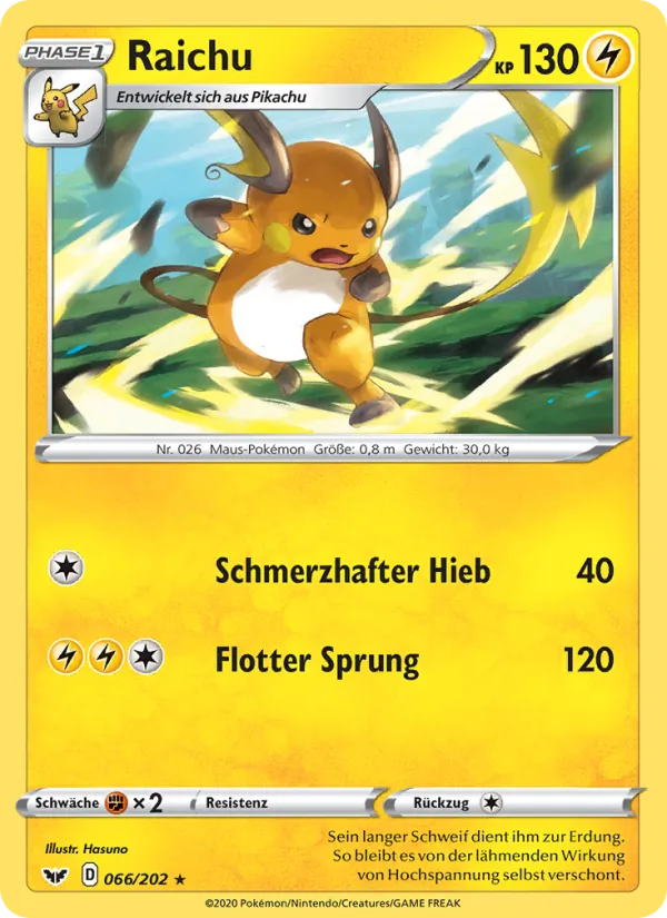 Karte Raichu aus Schwert & Schild, Nummer 66/202