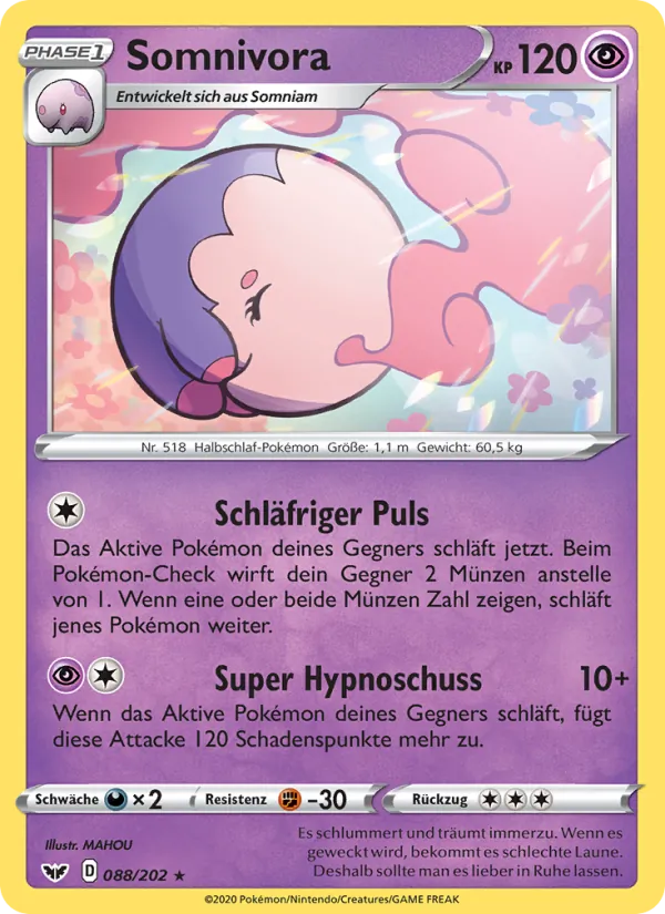 Karte Somnivora aus Schwert & Schild, Nummer 88/202