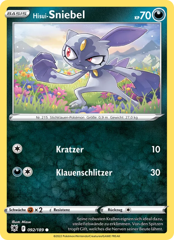 Karte Hisui-Sniebel aus Astralglanz, Nummer 092/189
