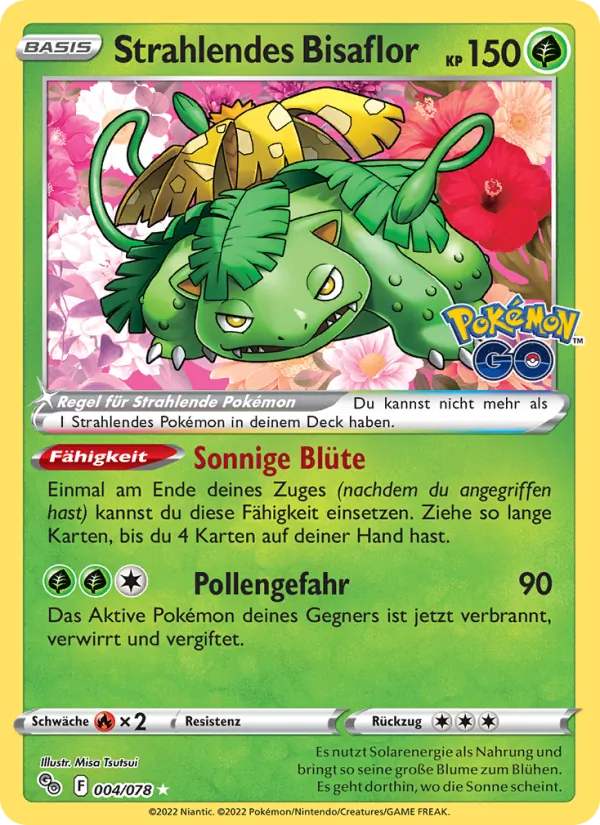 Karte Strahlendes Bisaflor aus Pokémon GO, Nummer 004/78