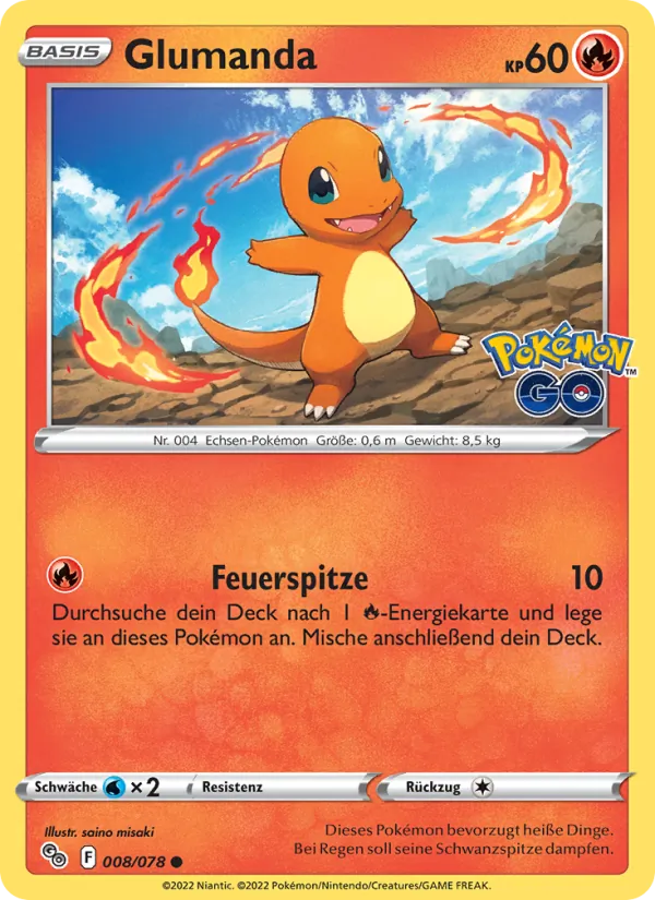 Karte Glumanda aus Pokémon GO, Nummer 008/78