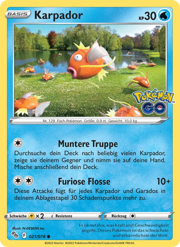 Karte Karpador aus Pokémon GO, Nummer 021/78