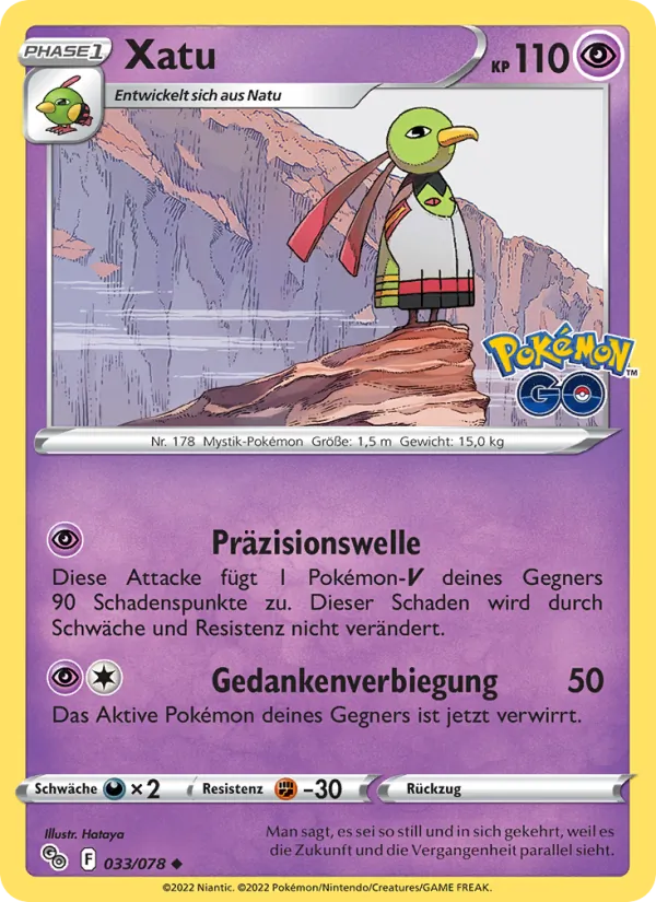 Karte Xatu aus Pokémon GO, Nummer 033/78