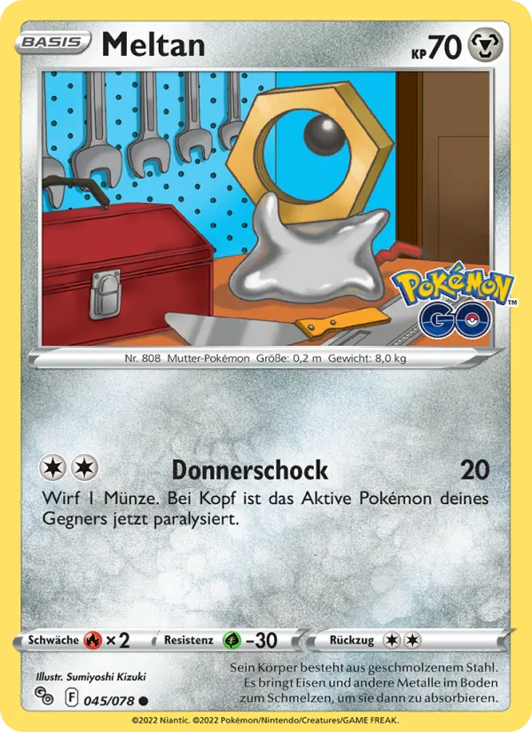 Karte Meltan aus Pokémon GO, Nummer 045/78