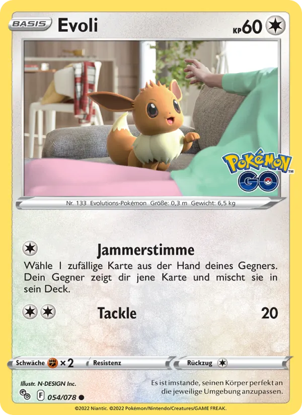 Karte Evoli aus Pokémon GO, Nummer 054/78