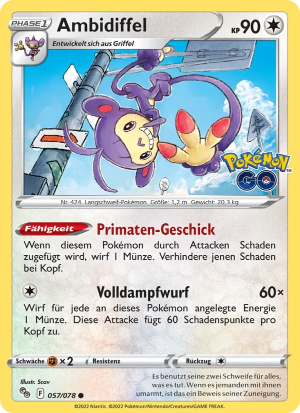 Karte Ambidiffel aus Pokémon GO, Nummer 057/78