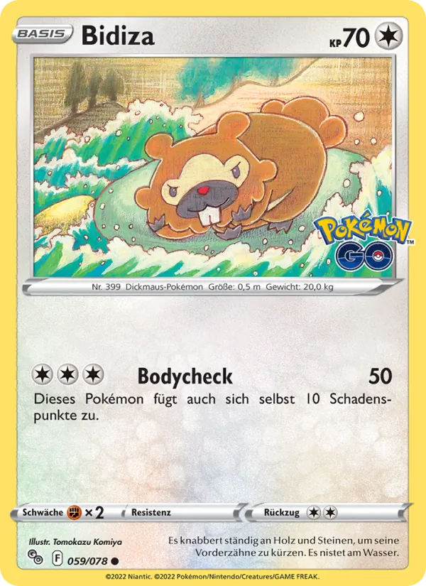 Karte Bidiza aus Pokémon GO, Nummer 059/78