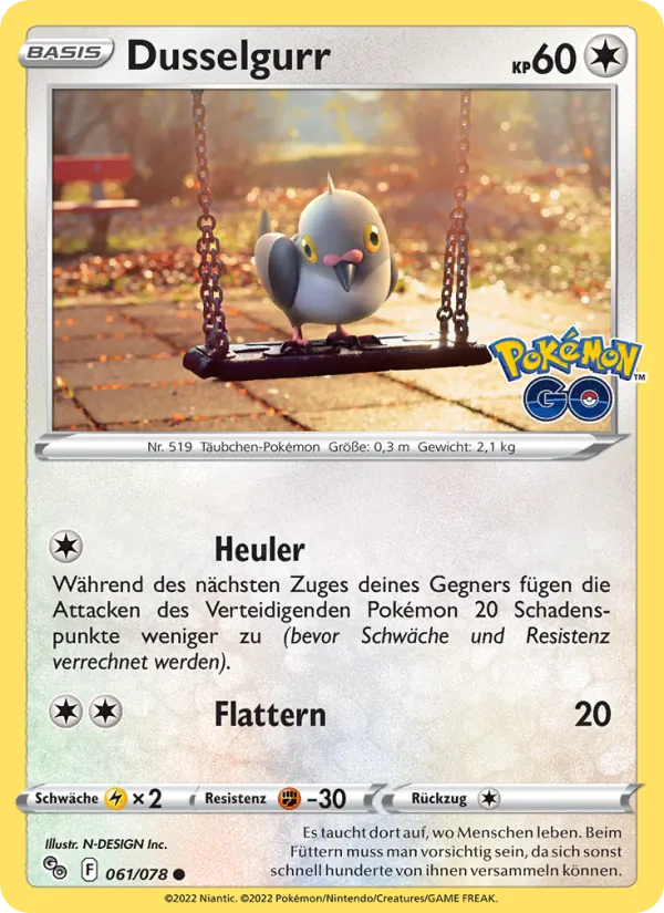 Karte Dusselgurr aus Pokémon GO, Nummer 061/78