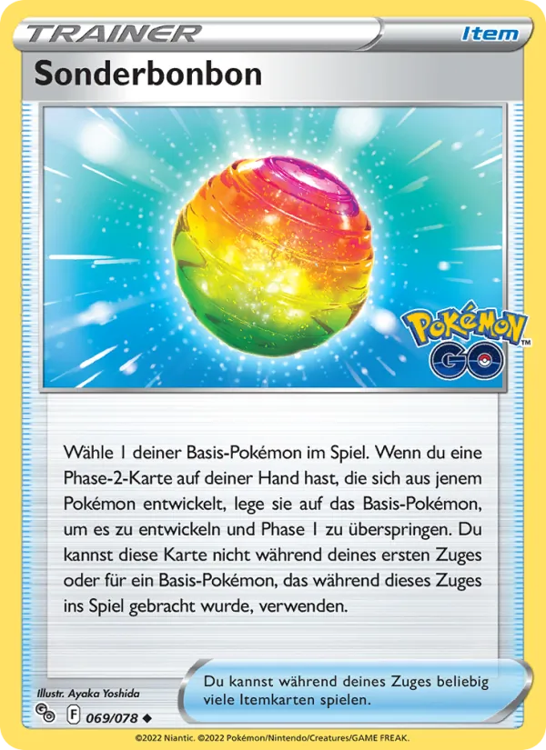 Karte Sonderbonbon aus Pokémon GO, Nummer 069/78