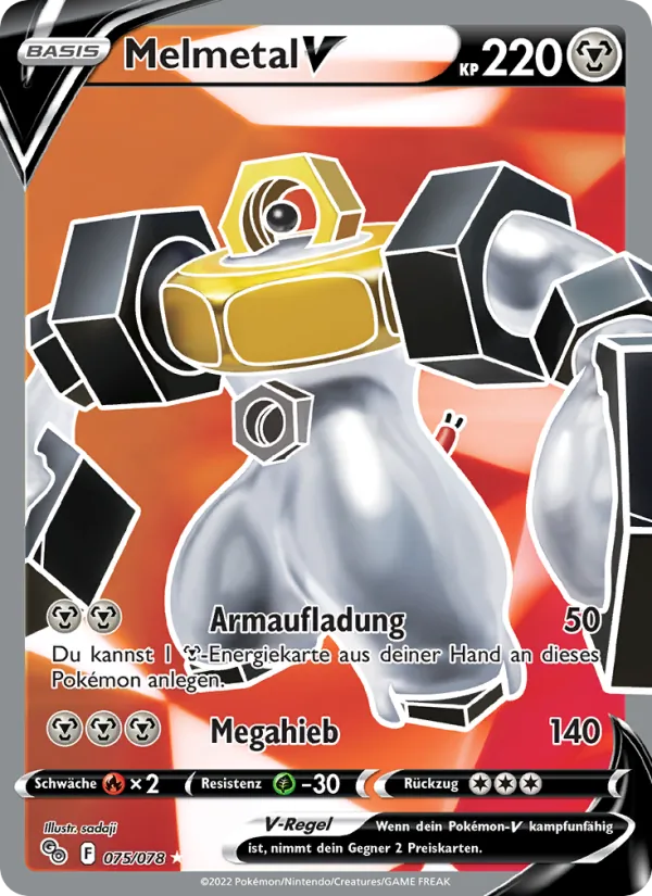 Karte Melmetal V aus Pokémon GO, Nummer 075/78