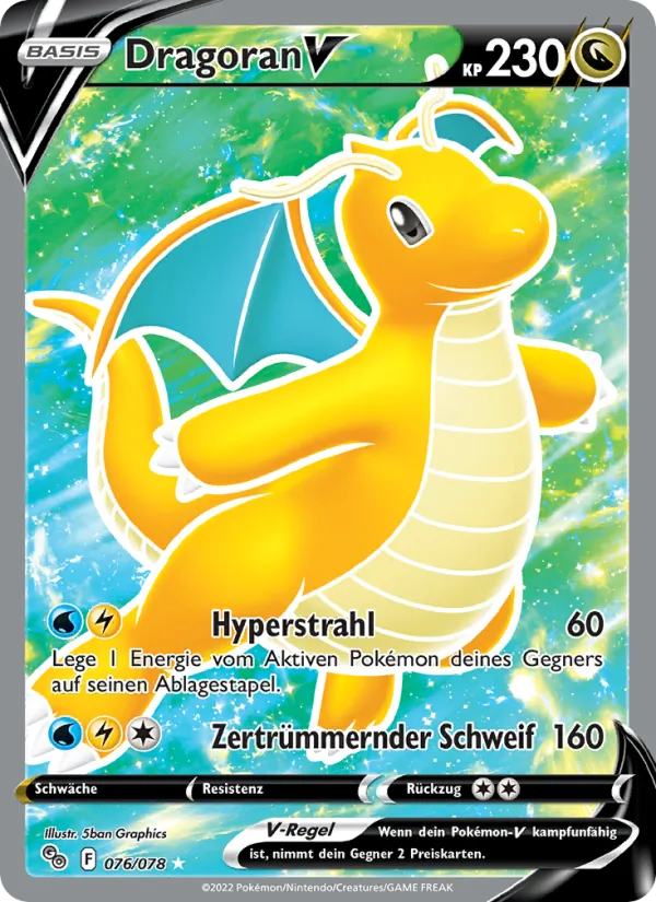 Karte Dragoran V aus Pokémon GO, Nummer 076/78