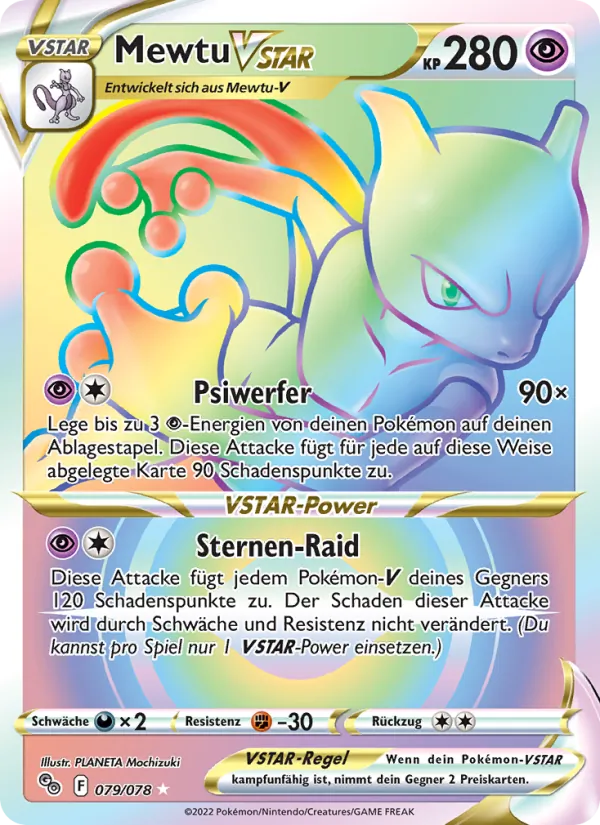 Karte Mewtu VSTAR aus Pokémon GO, Nummer 079/78