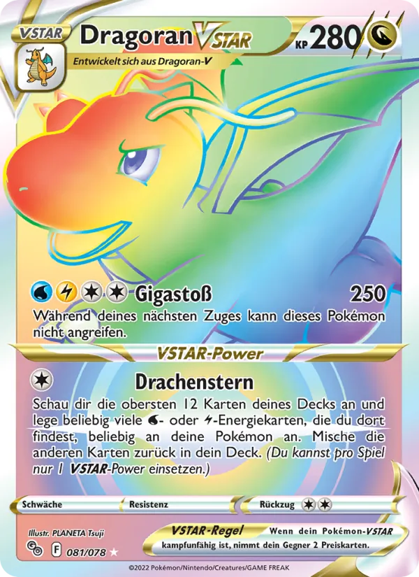 Karte Dragoran VSTAR aus Pokémon GO, Nummer 081/78