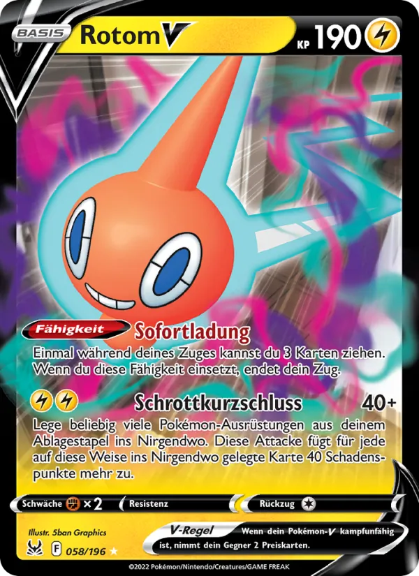 Karte Rotom V aus Verlorener Ursprung, Nummer 058/196